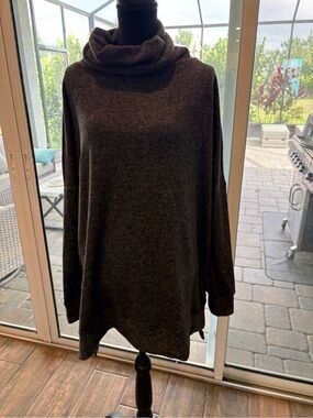 Zenana Charcoal Cowl Neck Tunic Sweater sz 2X